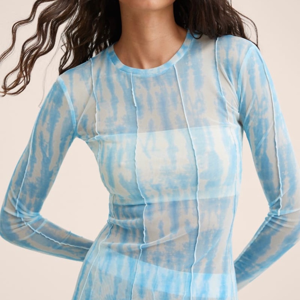 MANGO Seam printed dress- blue tie dye